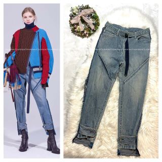 サカイ(sacai)の本物 コレクションモデル サカイ ベルト付き リメイクデザイン デニムパンツ (デニム/ジーンズ)