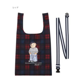 ポロラルフローレン(POLO RALPH LAUREN)のポロラルフローレン　ポロベア　ベルト付レインバッグ　エコバッグ　チェック　レッド(エコバッグ)