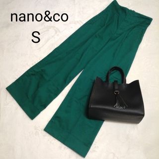 ナノユニバース(nano・universe)のnano&co バックレースアップ ワイドパンツ グリーン 36 S(カジュアルパンツ)