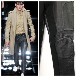 バーバリー(BURBERRY)の美品11ss burberry prorsum レザーバイカーコンビパンツ　42(その他)