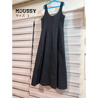 マウジー(moussy)の【美品】moussy BAND FLARE ドレスブラック(ロングワンピース/マキシワンピース)