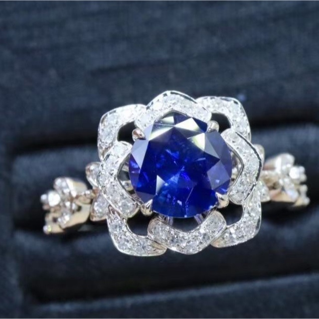 当店限定販売】 天然ブルーサファイア ダイヤ リング1.29ct k18 f