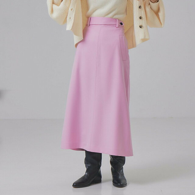 【ピンク】【XSサイズ展開】 デザインベルトトラペーズスカート