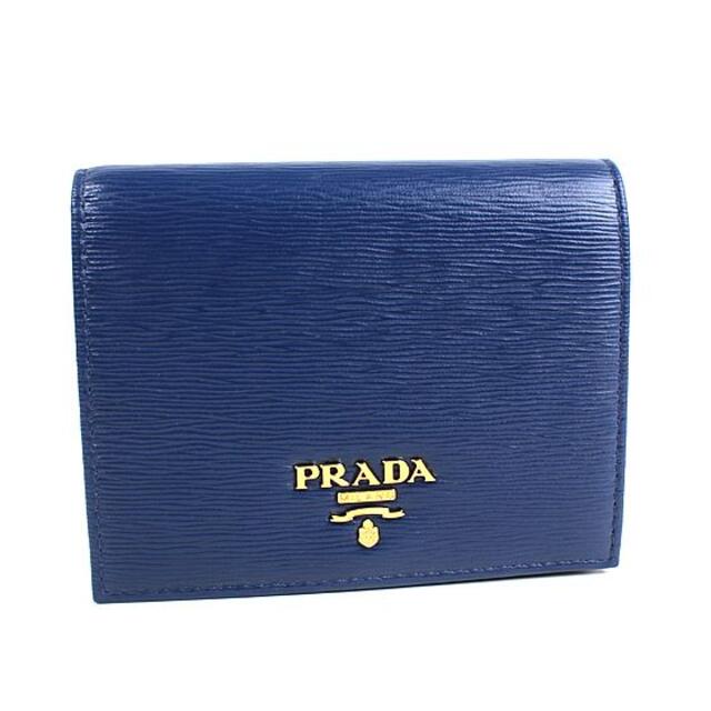 PRADA(プラダ)のプラダ 二つ折り財布　ブルー　PRADA 1MV204　ミニ財布　新品同様　美品 レディースのファッション小物(財布)の商品写真