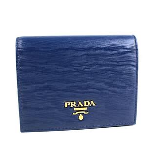 プラダ(PRADA)のプラダ 二つ折り財布　ブルー　PRADA 1MV204　ミニ財布　新品同様　美品(財布)