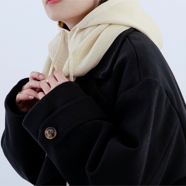 【バラクラバ】フード　マフラー　ネックウォーマー　韓国　カスタネ　レディース　白 レディースのファッション小物(ネックウォーマー)の商品写真