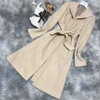 アナイ(ANAYI)の♡美品 ANAYI アナイ ベルテッドロングコート アンゴラ混 ベージュ 38(ロングコート)