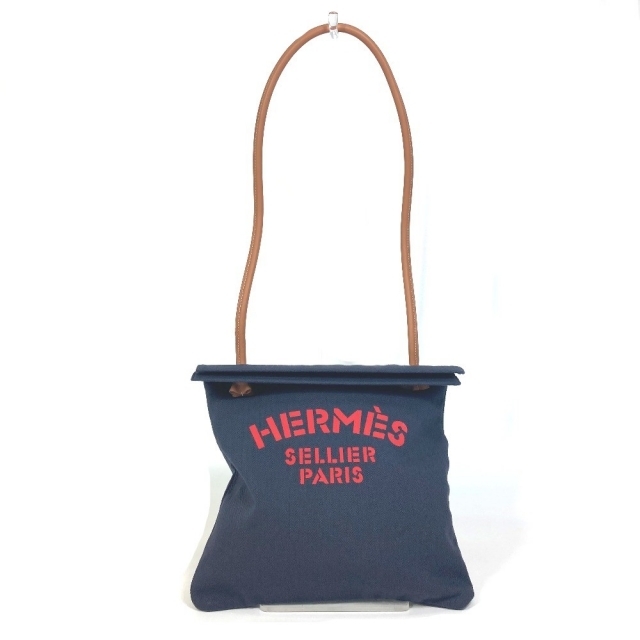Hermes - エルメス HERMES アリーヌMM ロゴ ワンショルダーバッグ トートバッグ 肩掛け ショルダーバッグ キャンバス インディゴブルー レッド 未使用