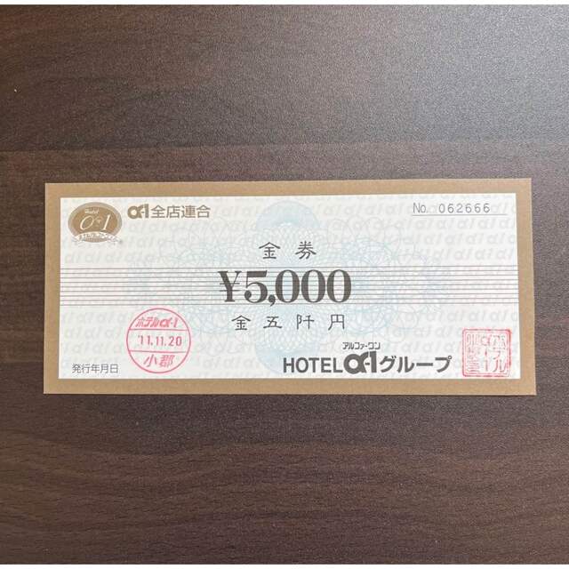 ホテルアルファーワン　金券　5000円