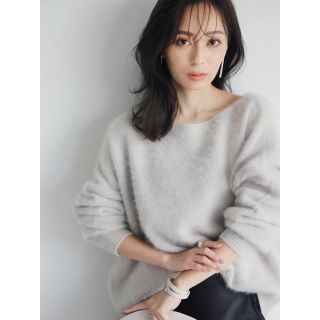 アニュアンス(ánuans)の【美品/ánuans】ラクーンボートネックニットプルオーバー LIGHTGREY(ニット/セーター)