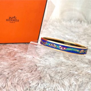 エルメス(Hermes)のHERMES エルメス エマイユ 七宝焼き 扇子柄 ブレスレット バングル 美品(ブレスレット/バングル)