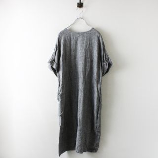 フォグリネンワーク(fog linen work)のfog linen work フォグリネンワーク リネン バックリボン 千鳥ワンピース/ブラック【2400013062046】(その他)