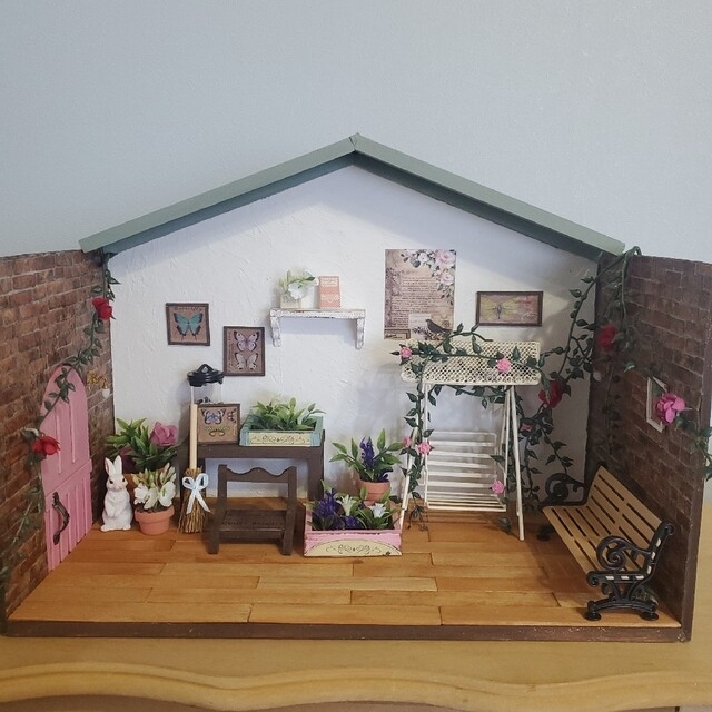 専用】中庭ガーデン小屋*°グリーンの屋根*°ドールハウス*プチブライス