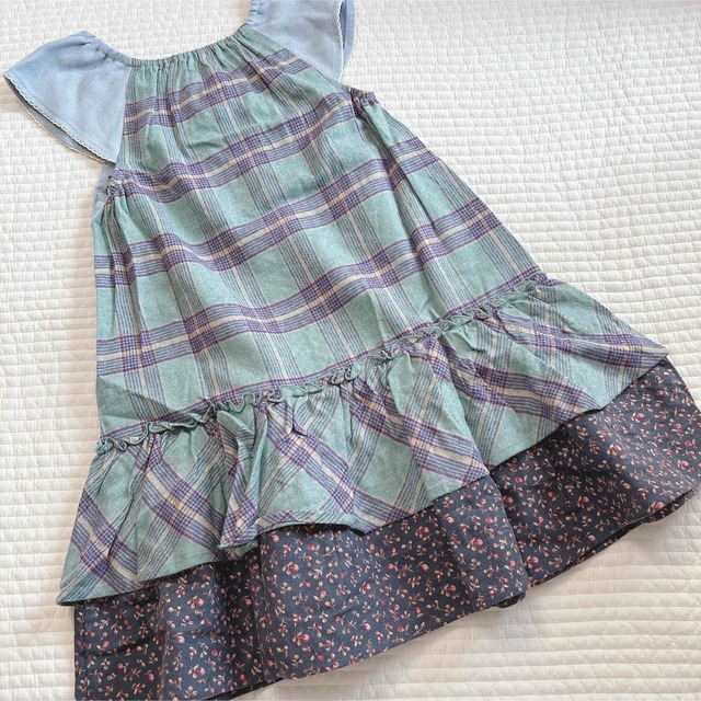 Souris(スーリー)のSourisスーリー 格子フリルジャンパースカート サイズ130 キッズ/ベビー/マタニティのキッズ服女の子用(90cm~)(ワンピース)の商品写真