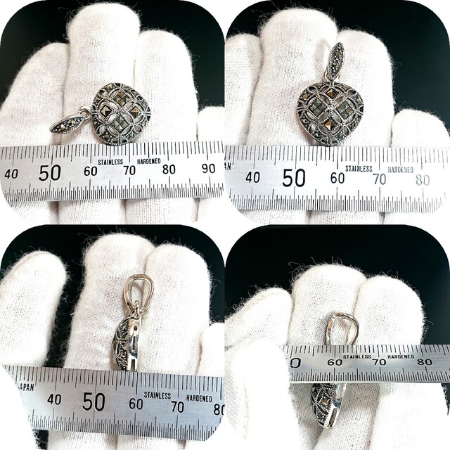 3222 SILVER925 ミニ マーカサイトトップ シルバー925 天然石 レディースのアクセサリー(ネックレス)の商品写真