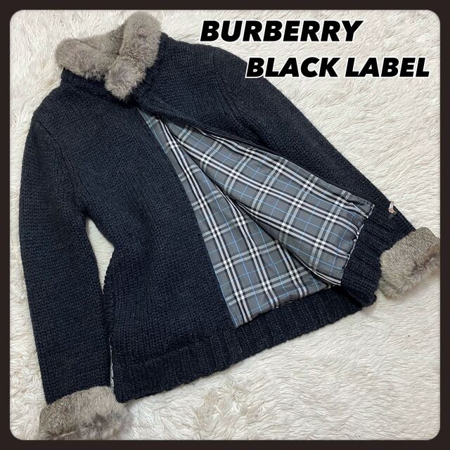 BURBERRY BLACK LABEL(バーバリーブラックレーベル)の☆状態良品☆ バーバリーブラックレーベル  ニット ノバチェック ラビットファー メンズのトップス(ニット/セーター)の商品写真