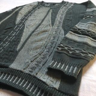 アートヴィンテージ(ART VINTAGE)のUSA製 Protege 3Dニット セーター 総柄 立体刺繍 80s 90s(ニット/セーター)