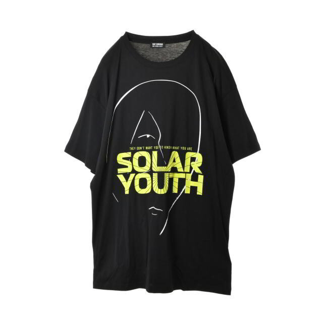 ブラックRAF SIMONS SOLAR YOUTH プリント Tシャツ