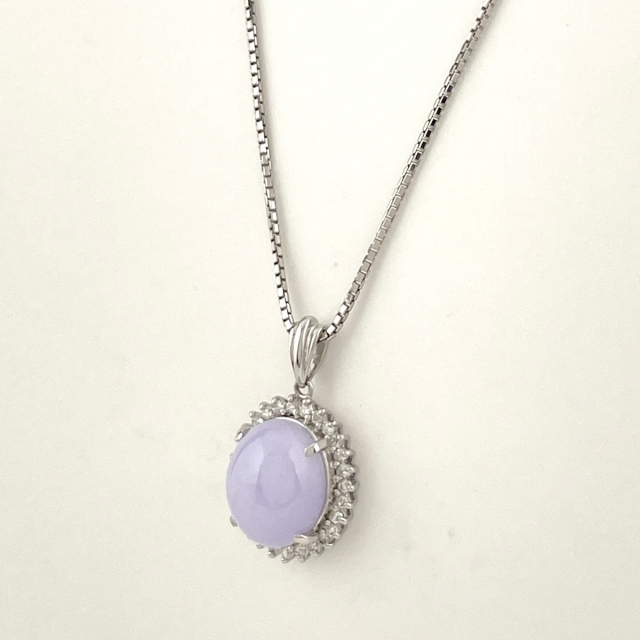 一流の品質 ラベンダー翡翠 デザインネックレス 【中古】 Pt900
