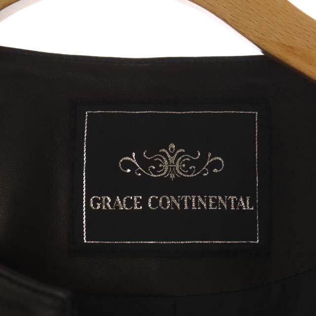 GRACE CONTINENTAL(グレースコンチネンタル)のグレースコンチネンタル レザーフリルブルゾン ジャケット ノーカラー 38 黒 レディースのジャケット/アウター(ブルゾン)の商品写真