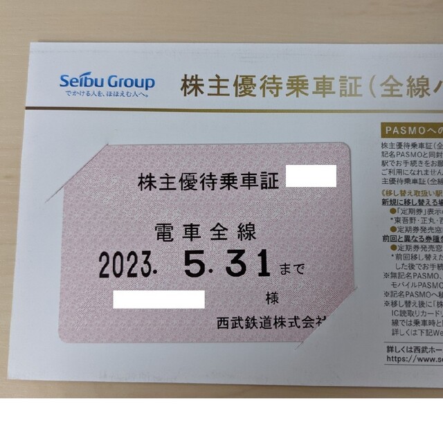 ★ 東急★電車全線株主優待乗車証★定期券タイプ