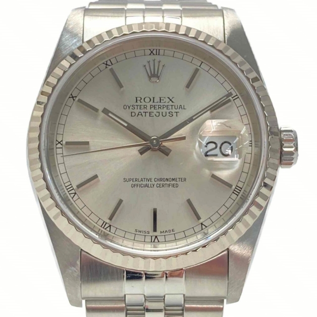 ☆☆ROLEX ロレックス デイトジャスト K番 SSｘK18WG 16234 シルバー文字盤 自動巻き メンズ 腕時計