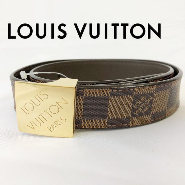 美品☆LOUIS VUITTON ダミエ エベヌ ベルト サンチュール ゴールド