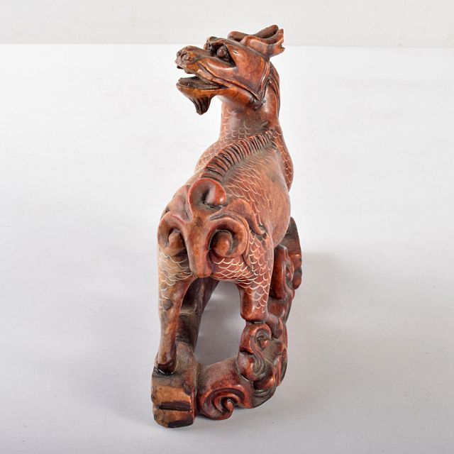 中国 玉石寿山石彫刻 神獣 置物 C R5125 美術品・アンティーク