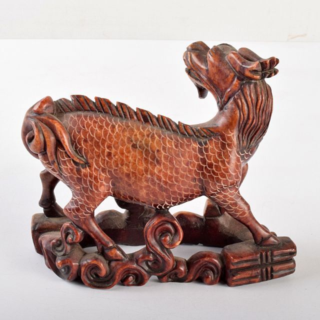 中国 玉石寿山石彫刻 神獣 置物 C R5125 彫刻/オブジェ