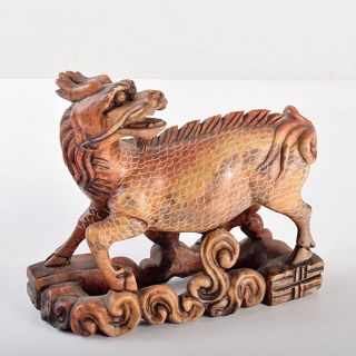 中国　玉石寿山石彫刻　神獣　置物　C　R5125(彫刻/オブジェ)