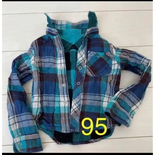 ベビーギャップ(babyGAP)の95 リバーシブル　チェックシャツ　ブルー系(ブラウス)