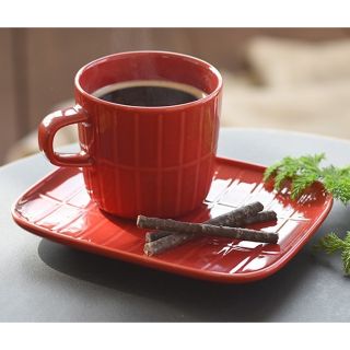 マリメッコ(marimekko)のマリメッコ　ティイリスキヴィ　プレート・マグカップ　2点　レッド(食器)