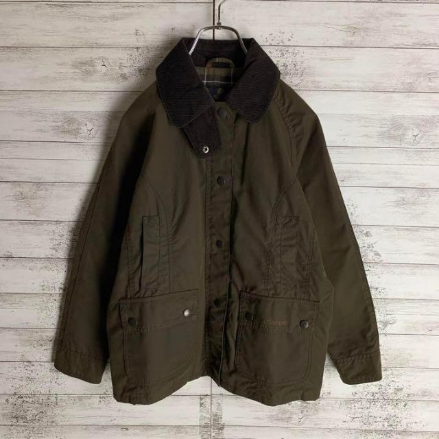 バブアー オイルドジャケット 襟コーデュロイ L 相当 カーキ 緑 茶