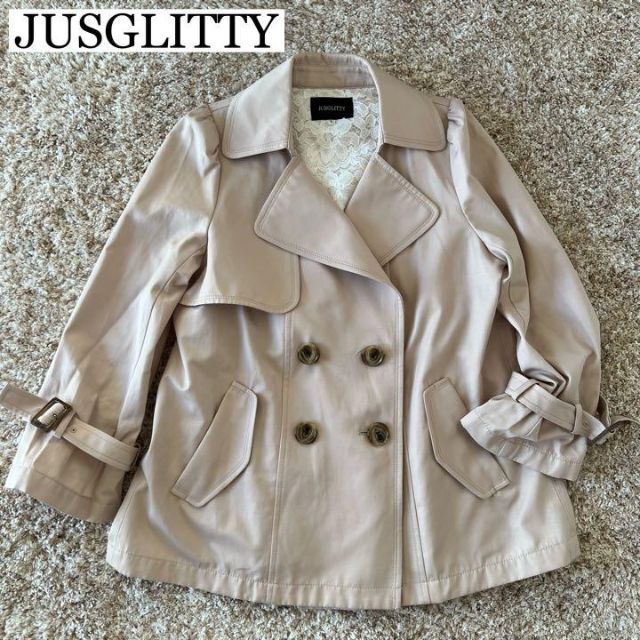 美品✨【JUSGLITTY】ジャスグリッティー ハーフトレンチコート ベージュ