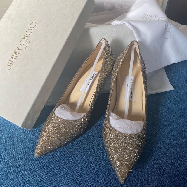 JIMMY CHOO グリッター　ラメ　ゴールド　パンプス