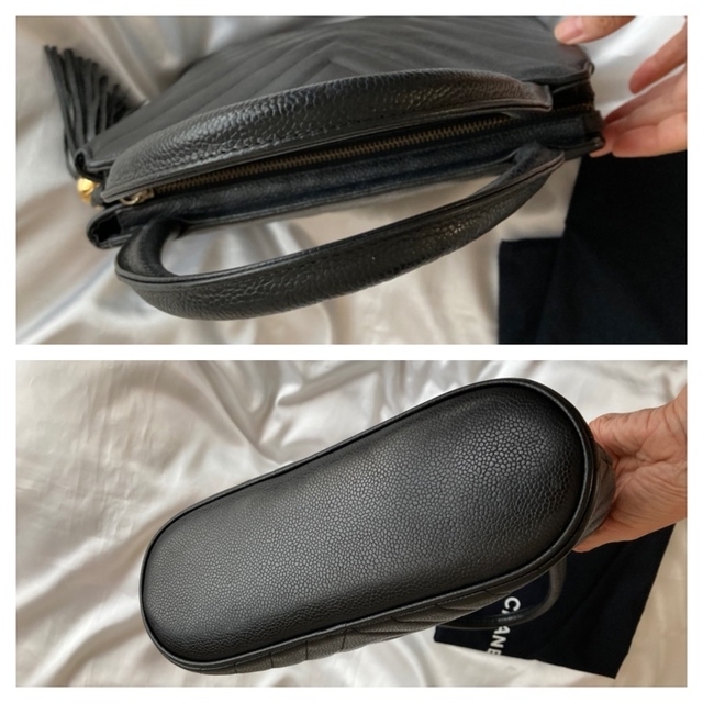 CHANEL(シャネル)のとね様専用♡シャネル　シェブロンステッチ　キャビアスキン　ハンドバッグ レディースのバッグ(ショルダーバッグ)の商品写真