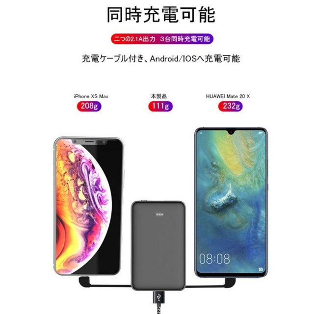 モバイルバッテリー スマホ/家電/カメラのスマートフォン/携帯電話(バッテリー/充電器)の商品写真