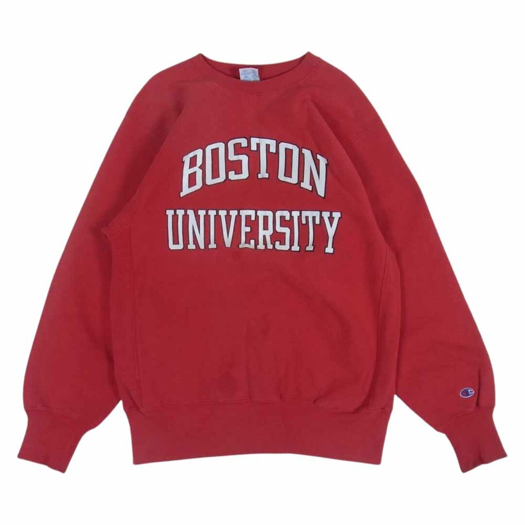 Champion チャンピオン スウェット 90s BOSTON UNIVERSITY カレッジ ロゴ プリント リバースウィーブ スウェット トレーナー レッド系 L