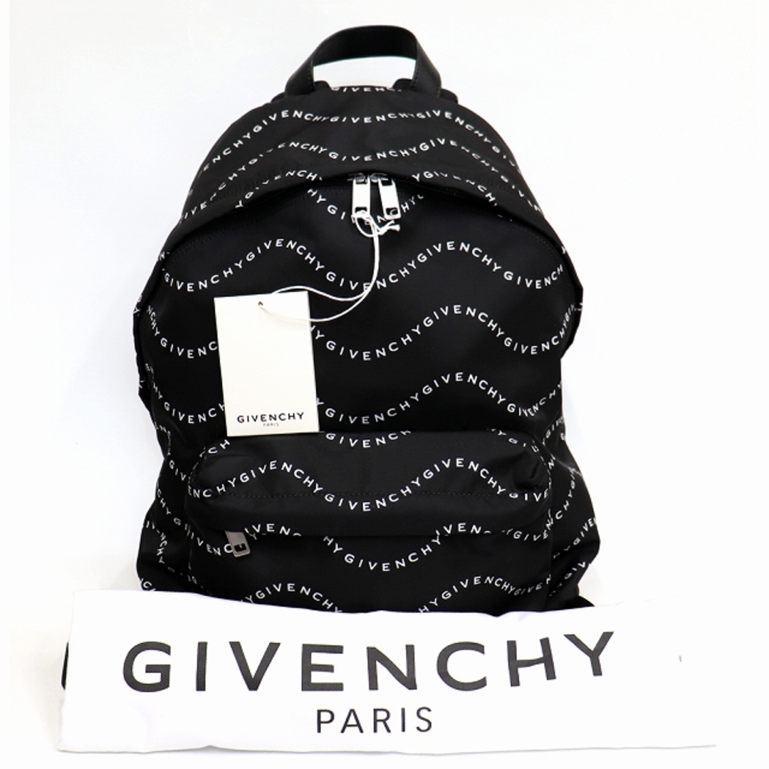 （美品）ジバンシー GIVENCHY ロゴバックパック リュック ナイロン 黒 白ロゴ BK500JK0PU004 8139