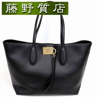 フェラガモ(Ferragamo)の（美品）フェラガモ FERRAGAMO トートバッグ ガンチーニ AU-21 H655 ブラック レザー ポーチ付き 8240(トートバッグ)