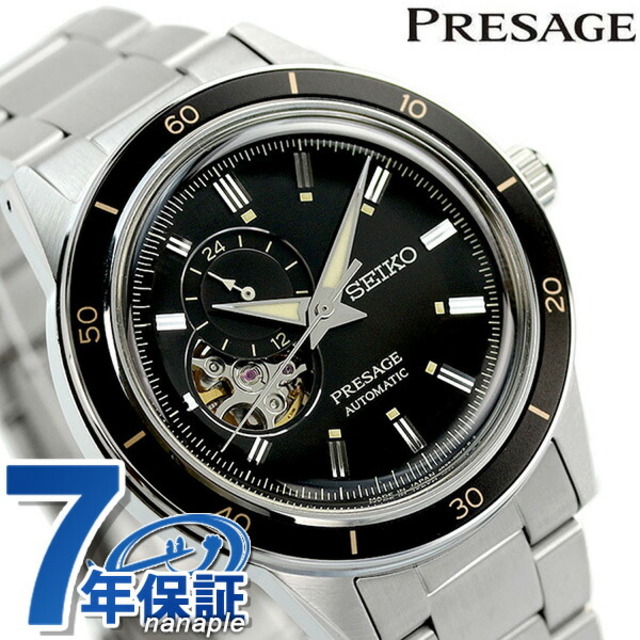 新品 SEIKO アナログ表示 ブラックxシルバー 自動巻き(4R39/手巻き付