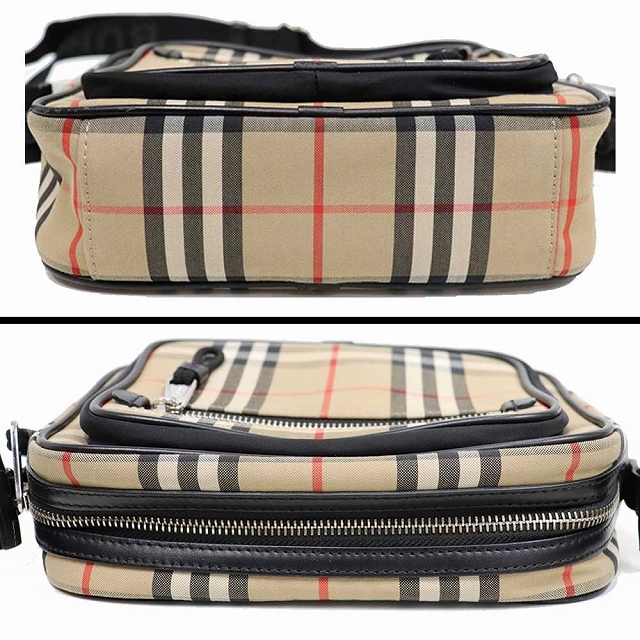 バーバリー BURBERRY 斜め掛け ショルダーバック コットン × ポリエステル チェック ベージュ×赤×黒 8368 バーバリー BURBERRY 斜め掛け ショルダーバック コットン × ポリエステル チェック ベージュ×赤×黒 8368
