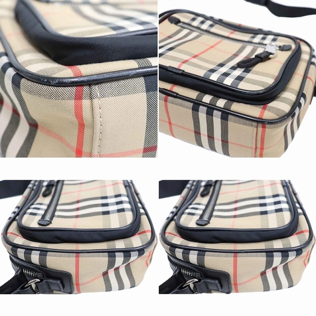 バーバリー BURBERRY 斜め掛け ショルダーバック コットン × ポリエステル チェック ベージュ×赤×黒 8368 バーバリー BURBERRY 斜め掛け ショルダーバック コットン × ポリエステル チェック ベージュ×赤×黒 8368