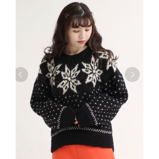 ドットアンドストライプスチャイルドウーマン(Dot&Stripes CHILDWOMAN)の●まるる様●ネパールギルボックス雪柄求心プルオーバー(ニット/セーター)