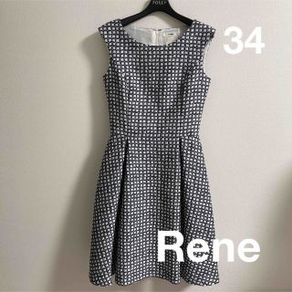 Rene ルネ ワンピース size34 ネイビー×ホワイト