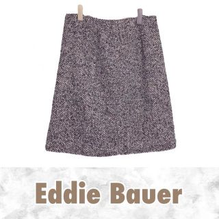 エディーバウアー(Eddie Bauer)のEddie Bauer ひざ丈 ウール スカート ベージュ ヘリンボーン(ひざ丈スカート)