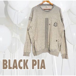 ブラックピア(BLACK PIA)の訳あり BLACK PIA 長袖 トレーナー グレー ロゴ【L】カジュアル(Tシャツ/カットソー(七分/長袖))