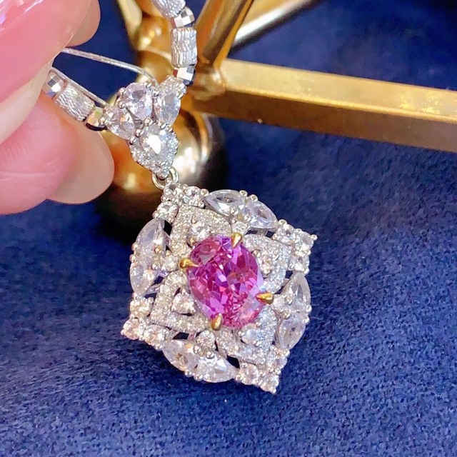 天然パパラチアサファイア ダイヤ ペンダントトップ0.92ct k18¥