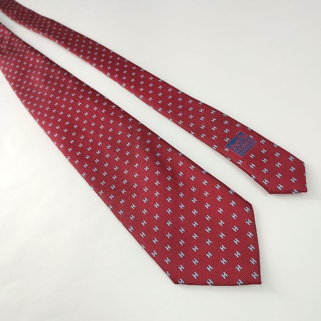 HERMES エルメス シルク ネクタイ H柄 総柄 レッド系 i84 HERMES エルメス シルク ネクタイ H柄 総柄 レッド系 i84