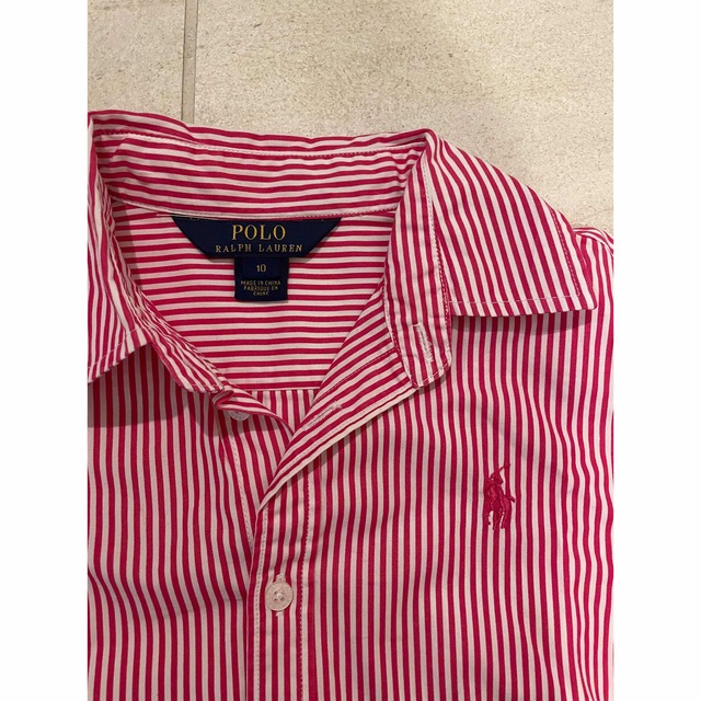 POLO RALPH LAUREN(ポロラルフローレン)の美品ラルフ　ピンク　ストライプ　シャツ140 キッズ/ベビー/マタニティのキッズ服女の子用(90cm~)(ブラウス)の商品写真